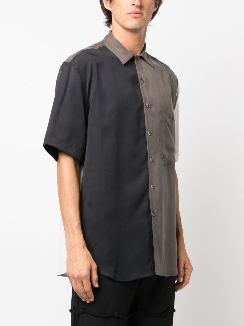 Black Colour-block Short-sleeve Shirt