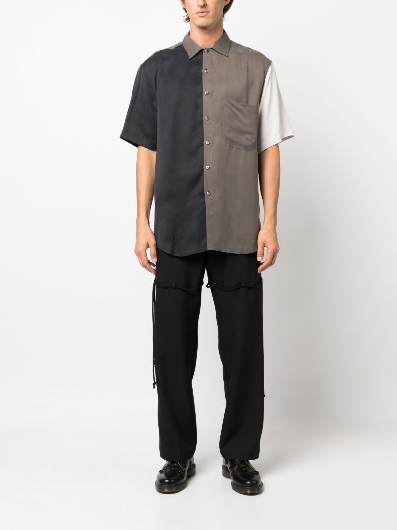 Black Colour-block Short-sleeve Shirt