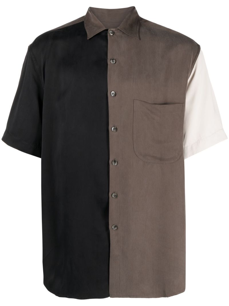 Black Colour-block Short-sleeve Shirt