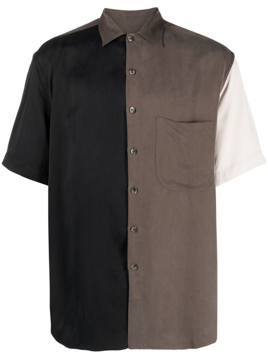 Black Colour-block Short-sleeve Shirt