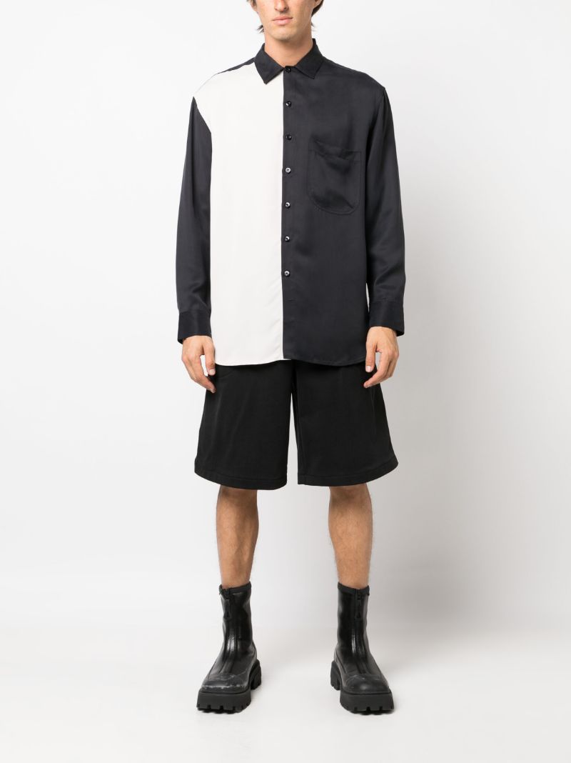 Black Colour-block Long-sleeved Shirt