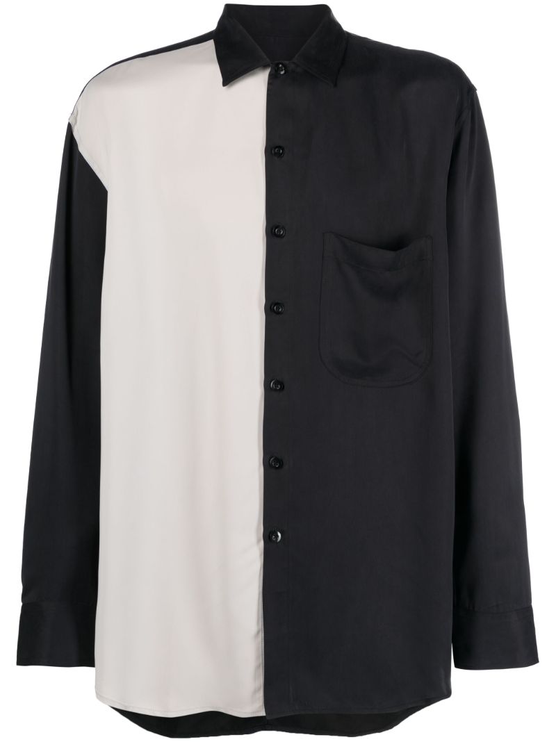 Black Colour-block Long-sleeved Shirt