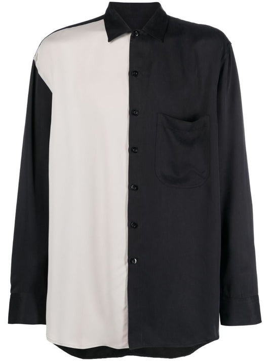 Black Colour-block Long-sleeved Shirt