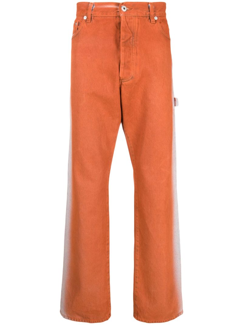 Orange Two-tone Straight-leg Jeans