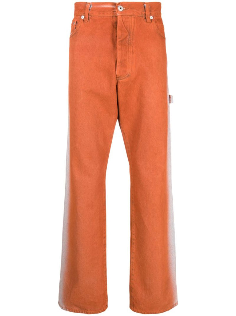 Orange Two-tone Straight-leg Jeans