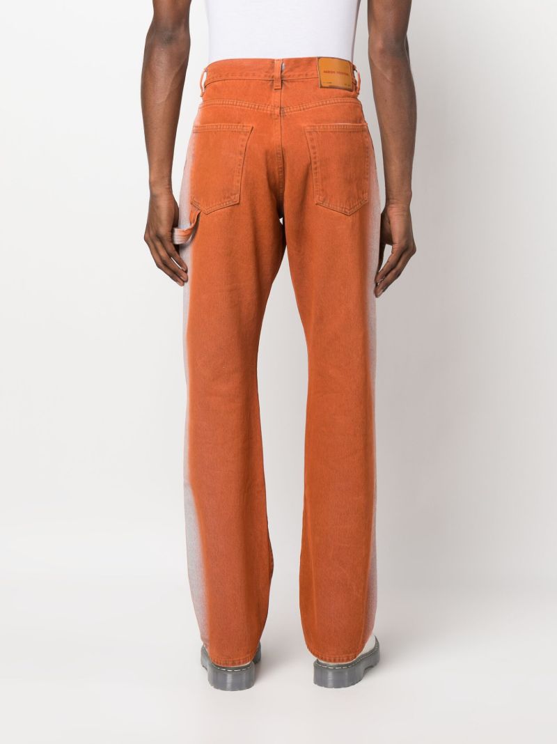 Orange Two-tone Straight-leg Jeans