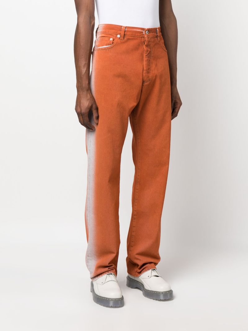 Orange Two-tone Straight-leg Jeans