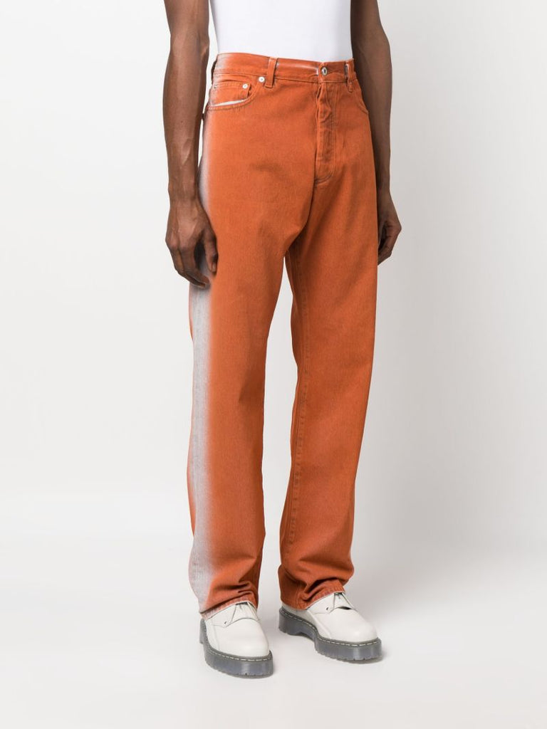 Orange Two-tone Straight-leg Jeans