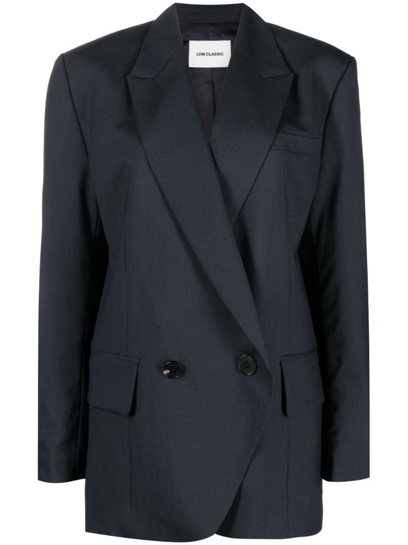 Blue Double-breasted Wool Blazer