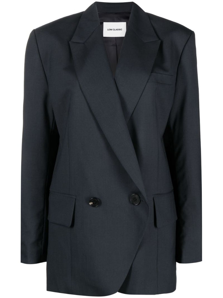 Blue Double-breasted Wool Blazer
