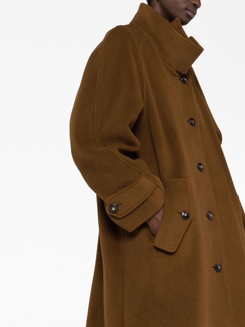 Brown Funnel-neck Officer Coat