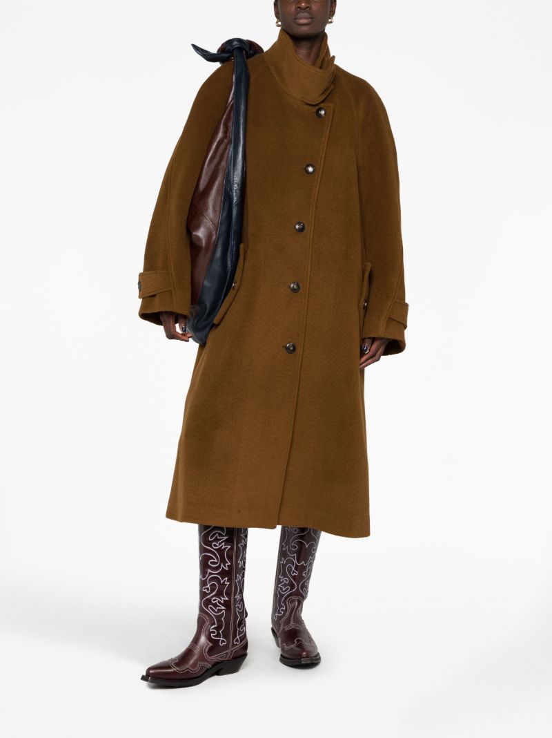 Brown Funnel-neck Officer Coat