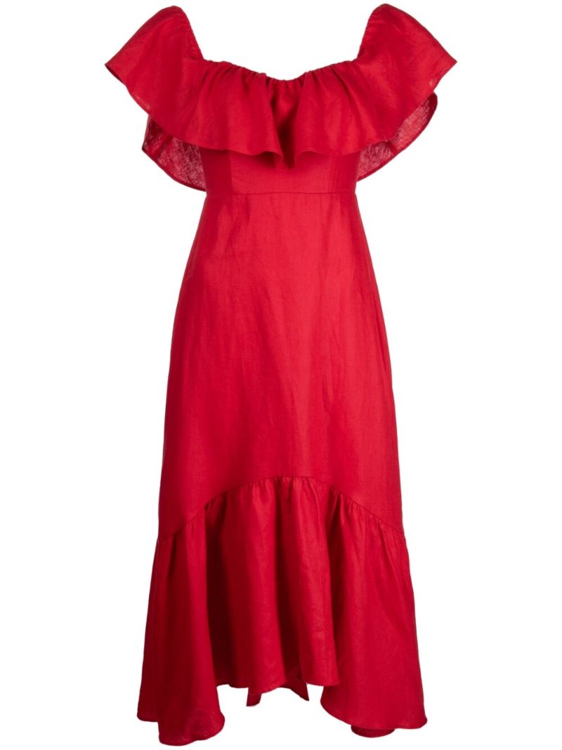 Red Ruffle Detail Dress