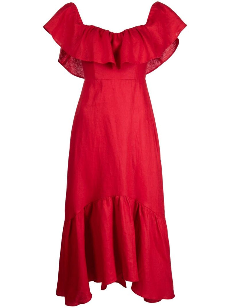 Red Ruffle Detail Dress