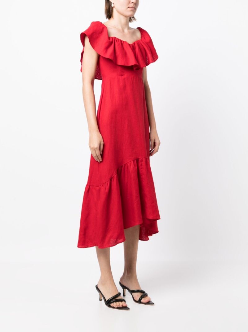 Red Ruffle Detail Dress