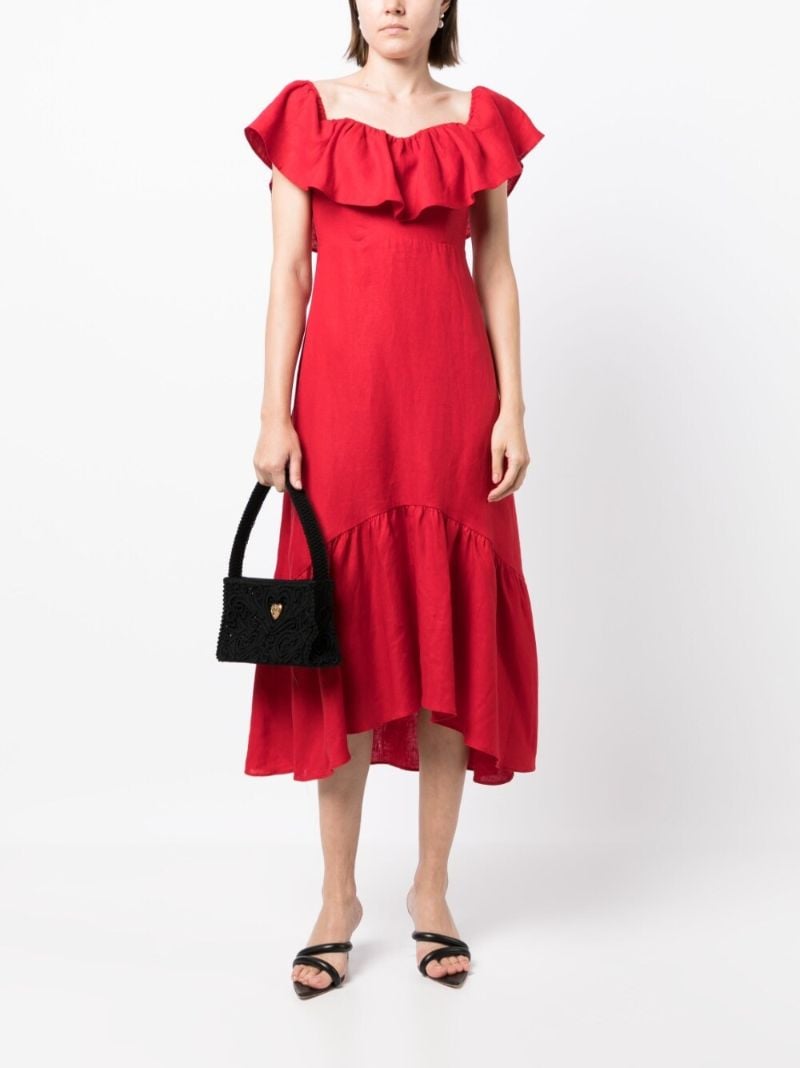 Red Ruffle Detail Dress