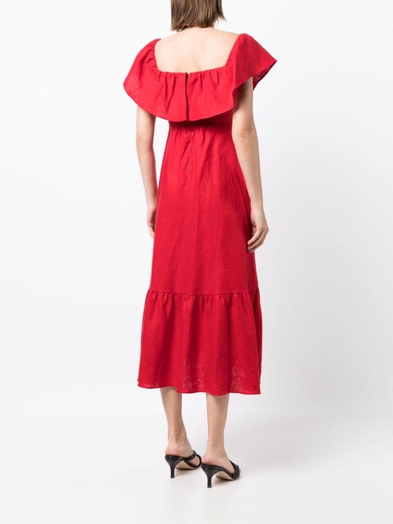 Red Ruffle Detail Dress