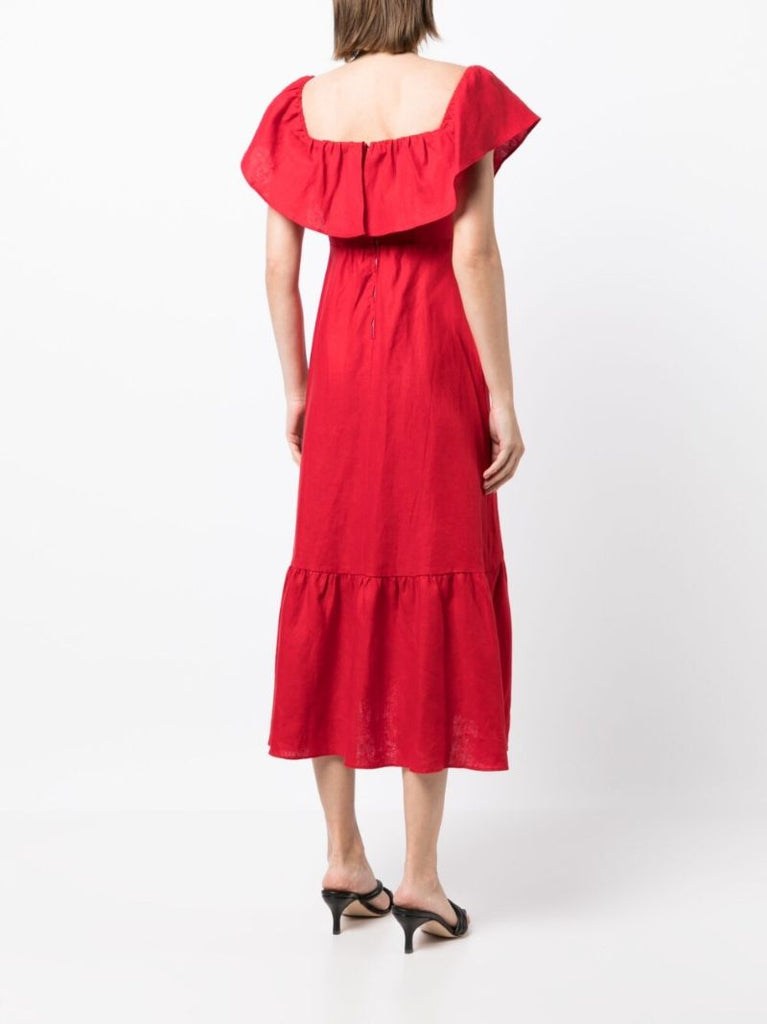 Red Ruffle Detail Dress