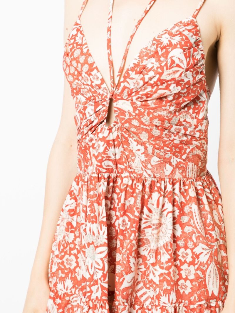 Orange Phoebe Floral Print Midi Dress