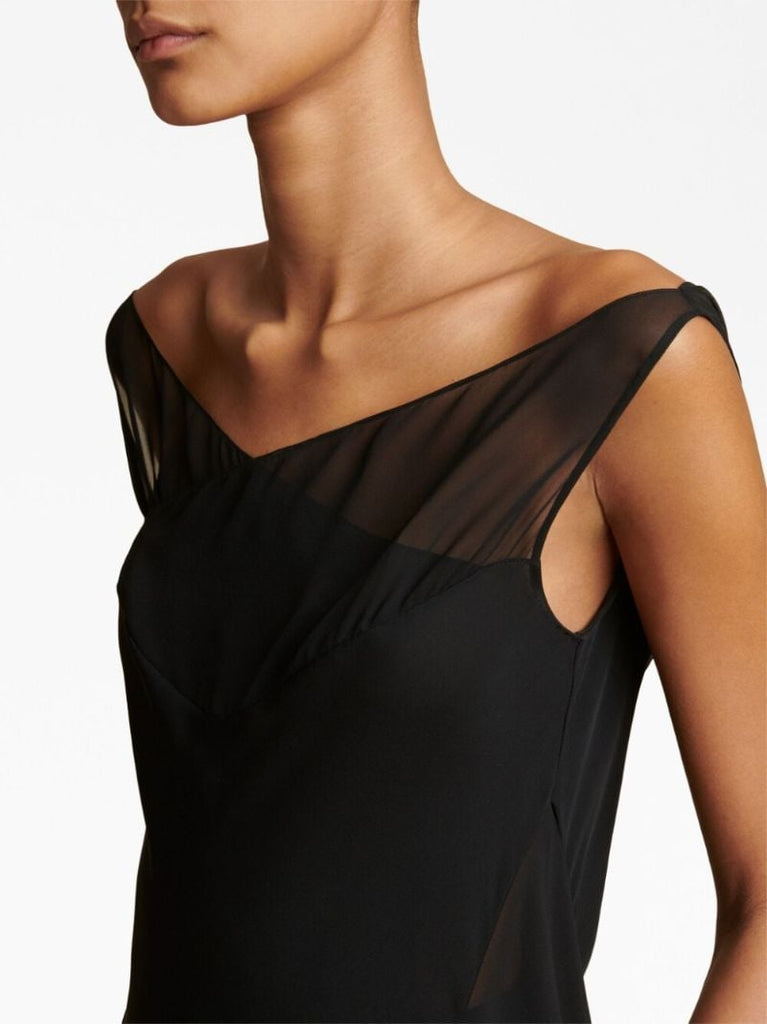Black Aminah Semi Sheer Silk Dress