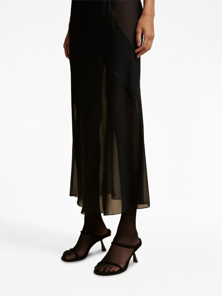 Black Aminah Semi Sheer Silk Dress