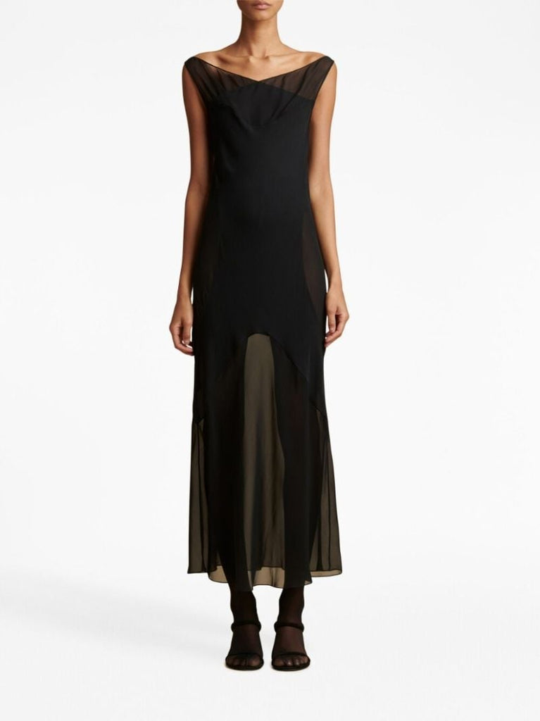 Black Aminah Semi Sheer Silk Dress
