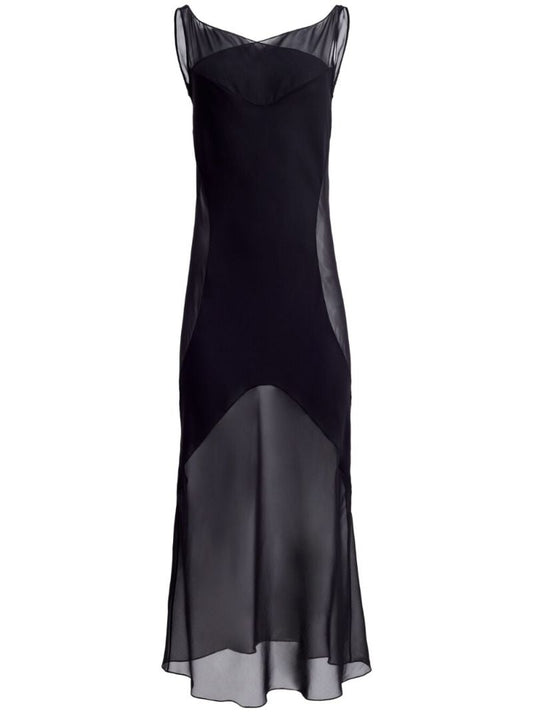 Black Aminah Semi Sheer Silk Dress