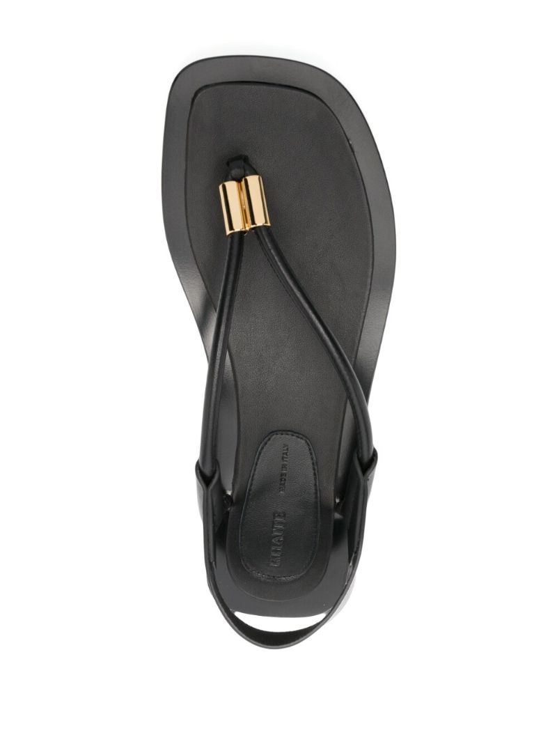Black Leather Thong Strap Sandals