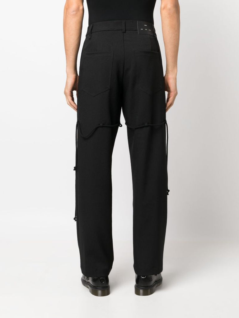 Black Logo-patch Straight-leg Trousers