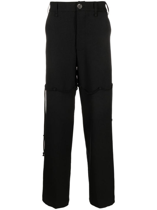 Black Logo-patch Straight-leg Trousers