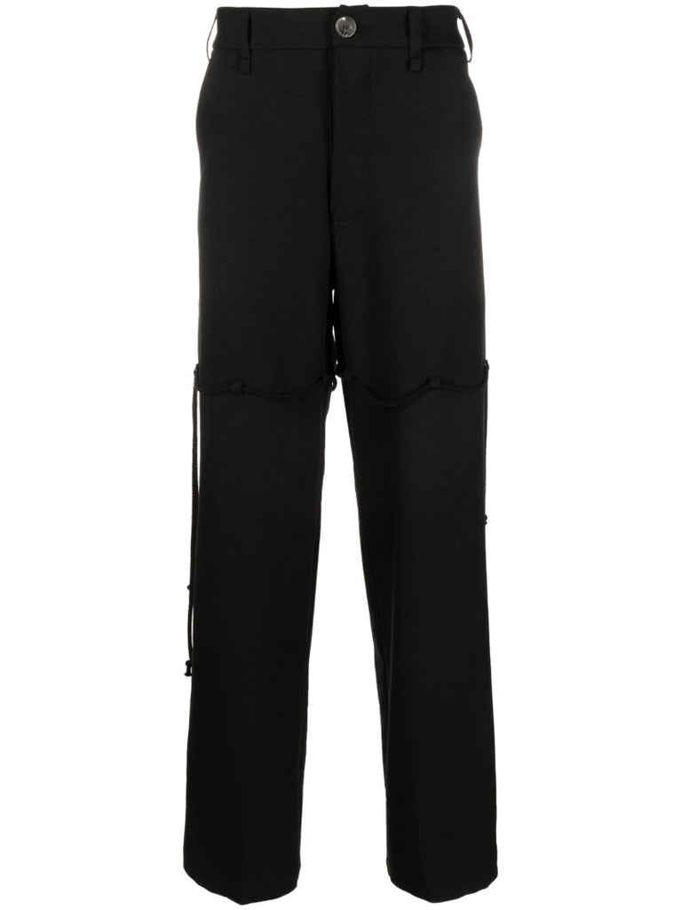 Black Logo-patch Straight-leg Trousers