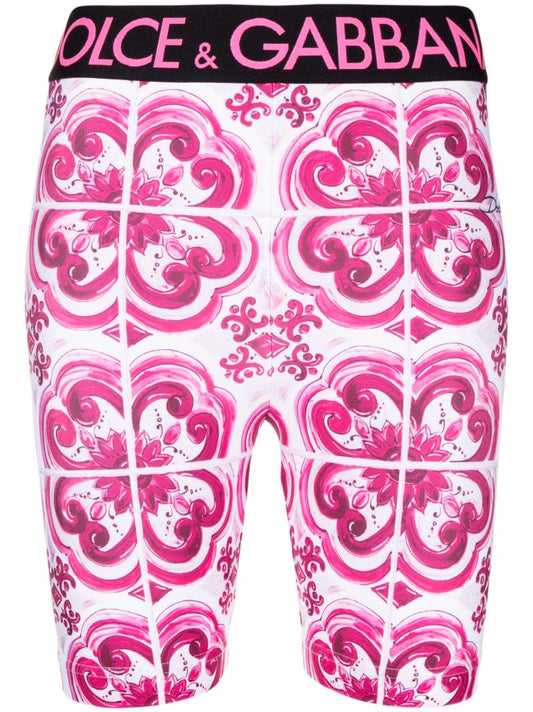 Pink Majolica-print Cycling Shorts