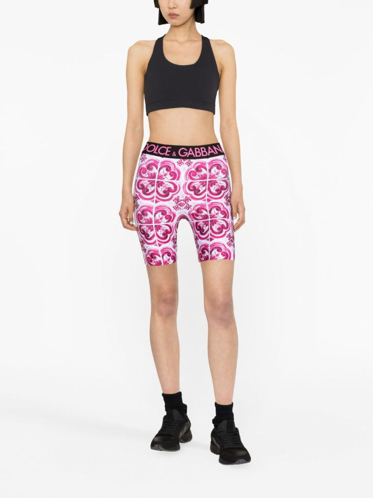 Pink Majolica-print Cycling Shorts
