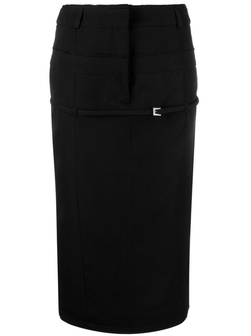 Black La Jupe Caraco Wool Midi Skirt