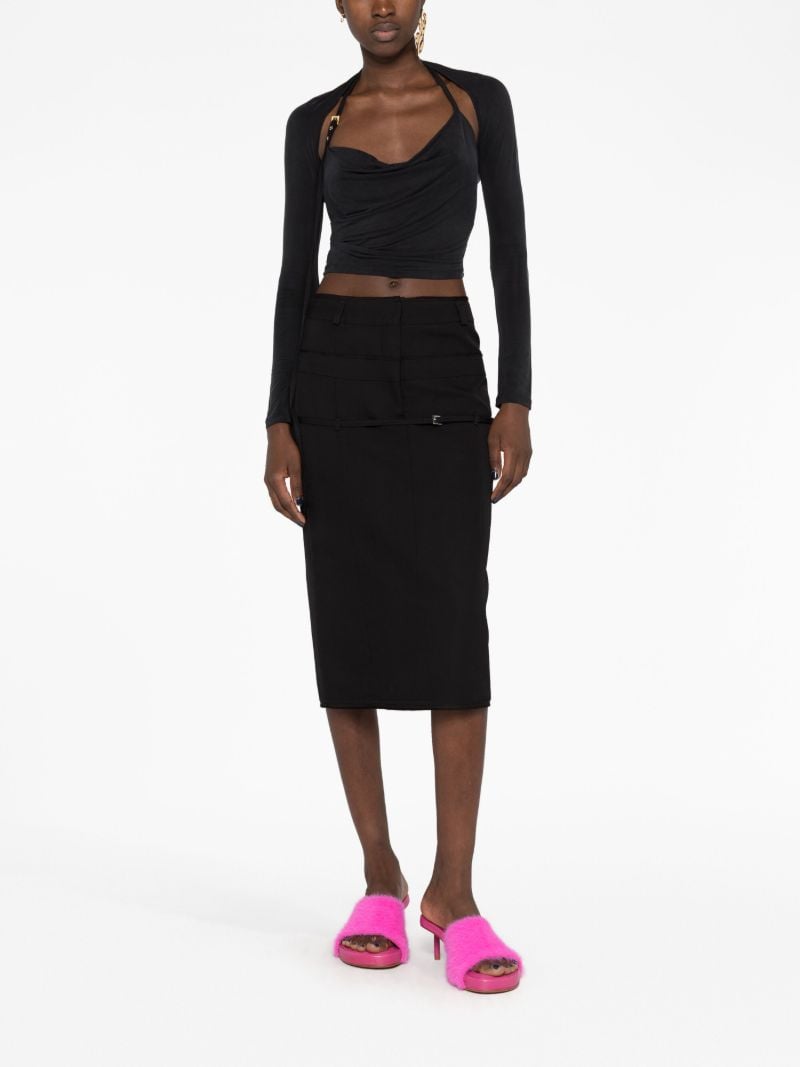 Black La Jupe Caraco Wool Midi Skirt