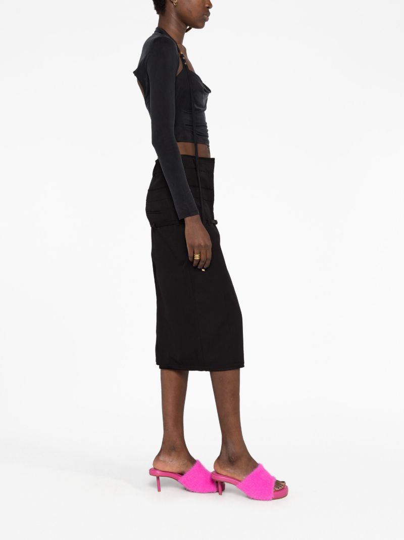 Black La Jupe Caraco Wool Midi Skirt