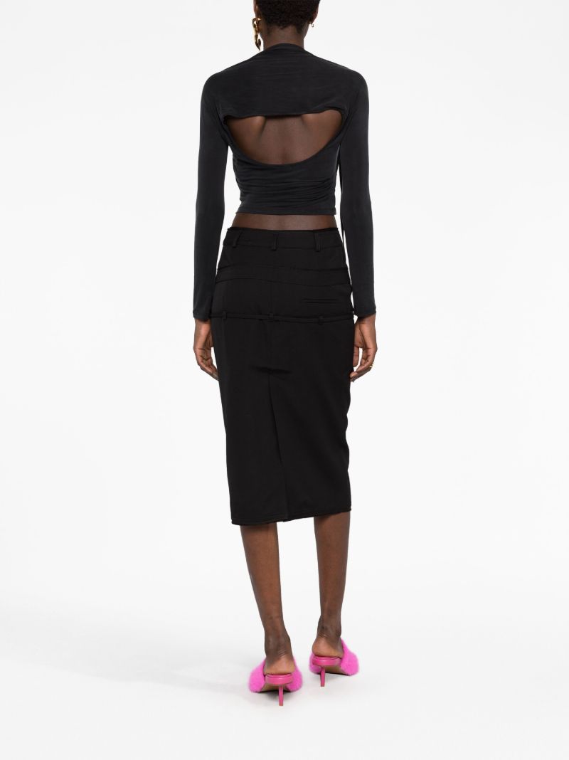 Black La Jupe Caraco Wool Midi Skirt