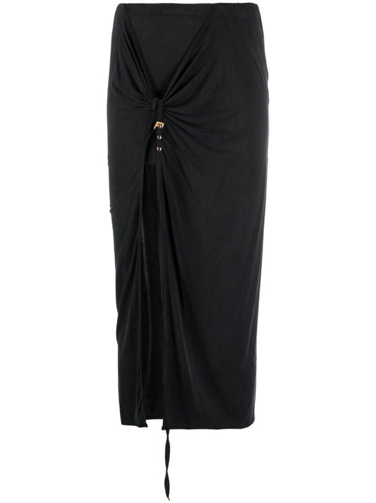 Black La Jupe Pareo Croissant Midi Skirt