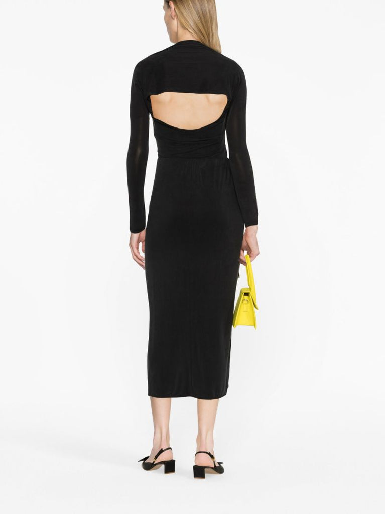 Black La Jupe Pareo Croissant Midi Skirt