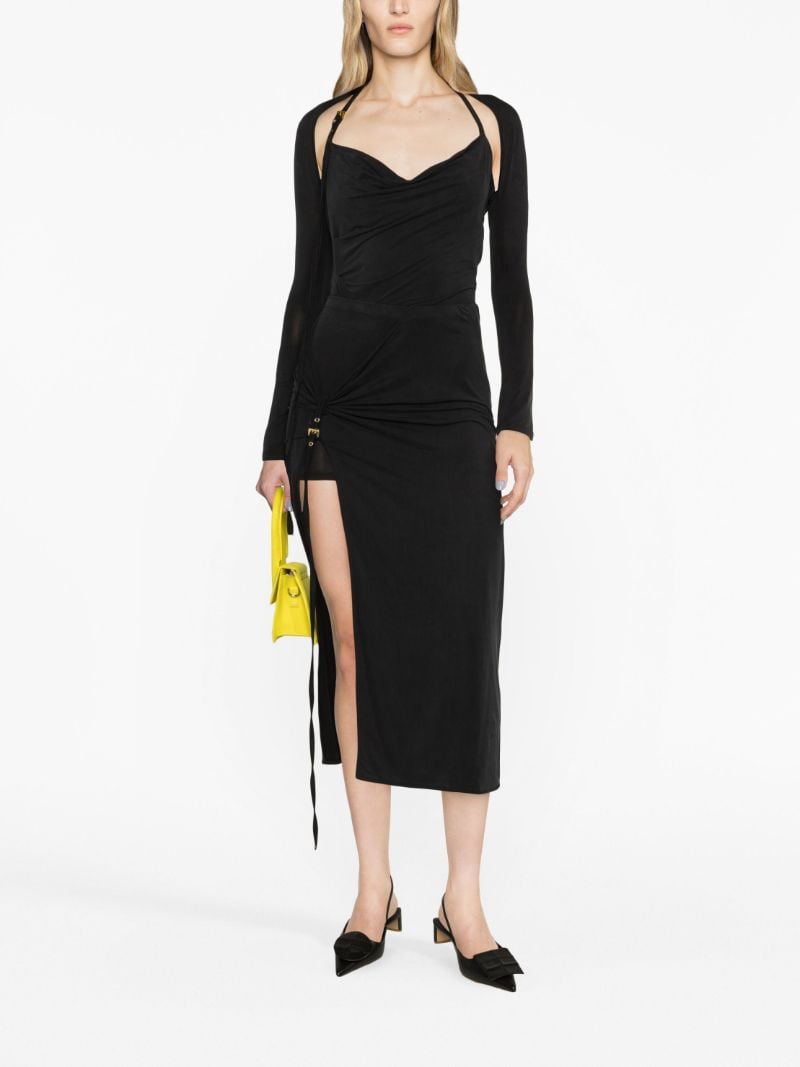 Black La Jupe Pareo Croissant Midi Skirt