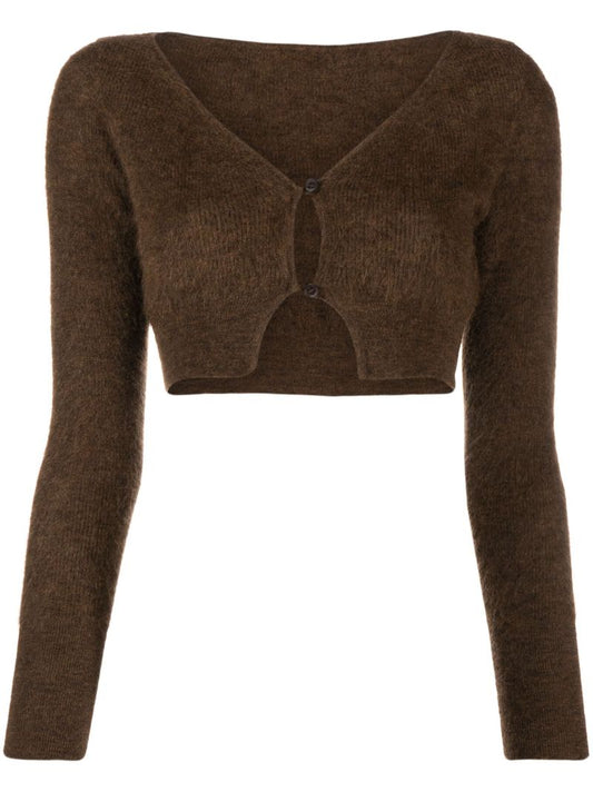 Brown Le Alzou Cropped Cardigan
