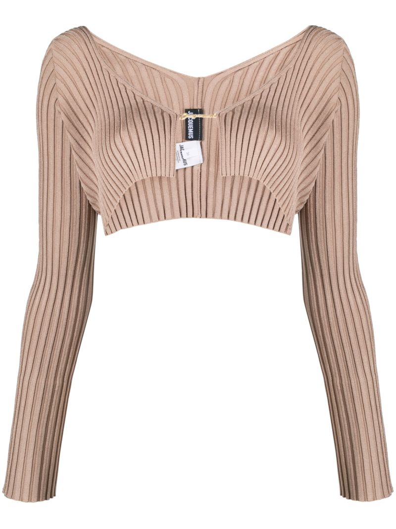 Brown La Maille Pralu Cropped Cardigan