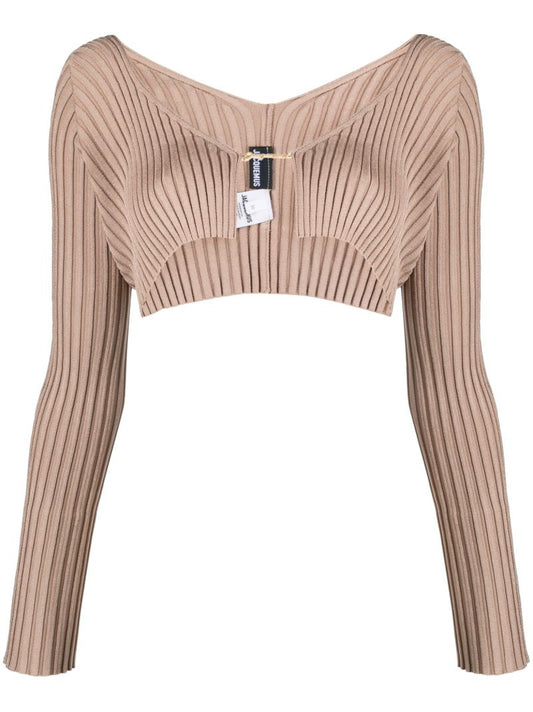 Brown La Maille Pralu Cropped Cardigan
