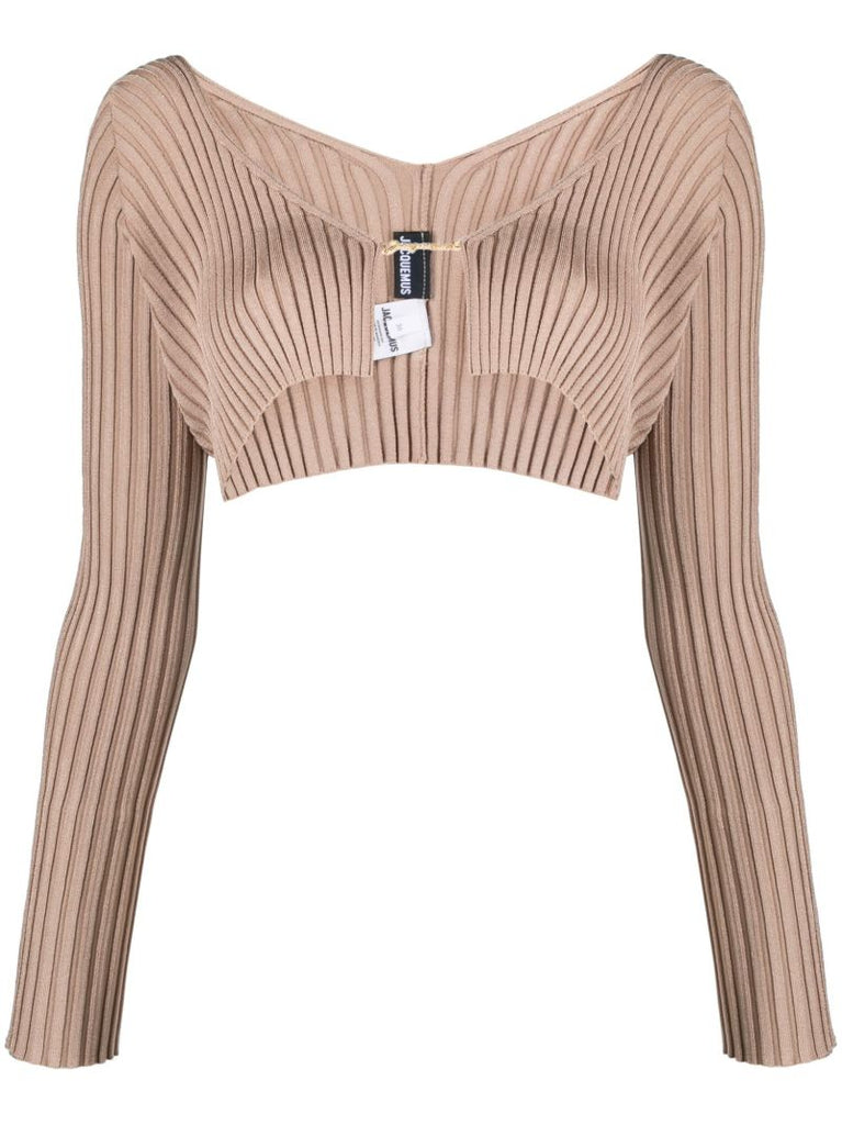 Brown La Maille Pralu Cropped Cardigan