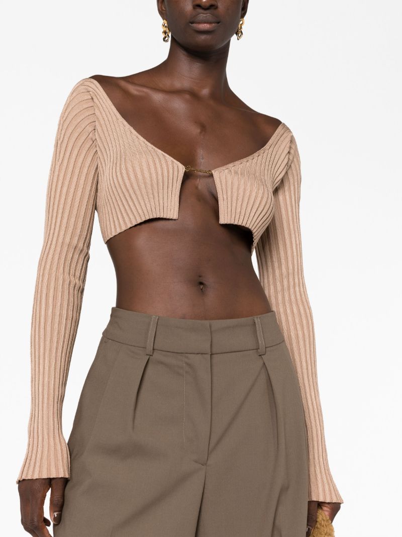 Brown La Maille Pralu Cropped Cardigan