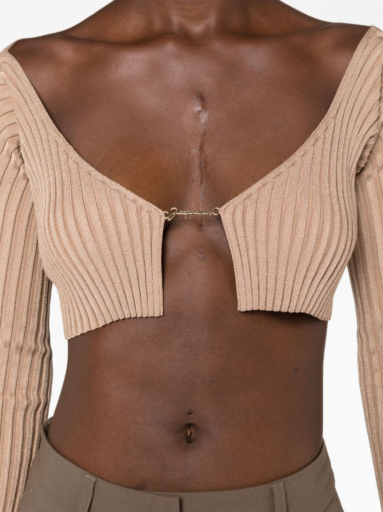 Brown La Maille Pralu Cropped Cardigan