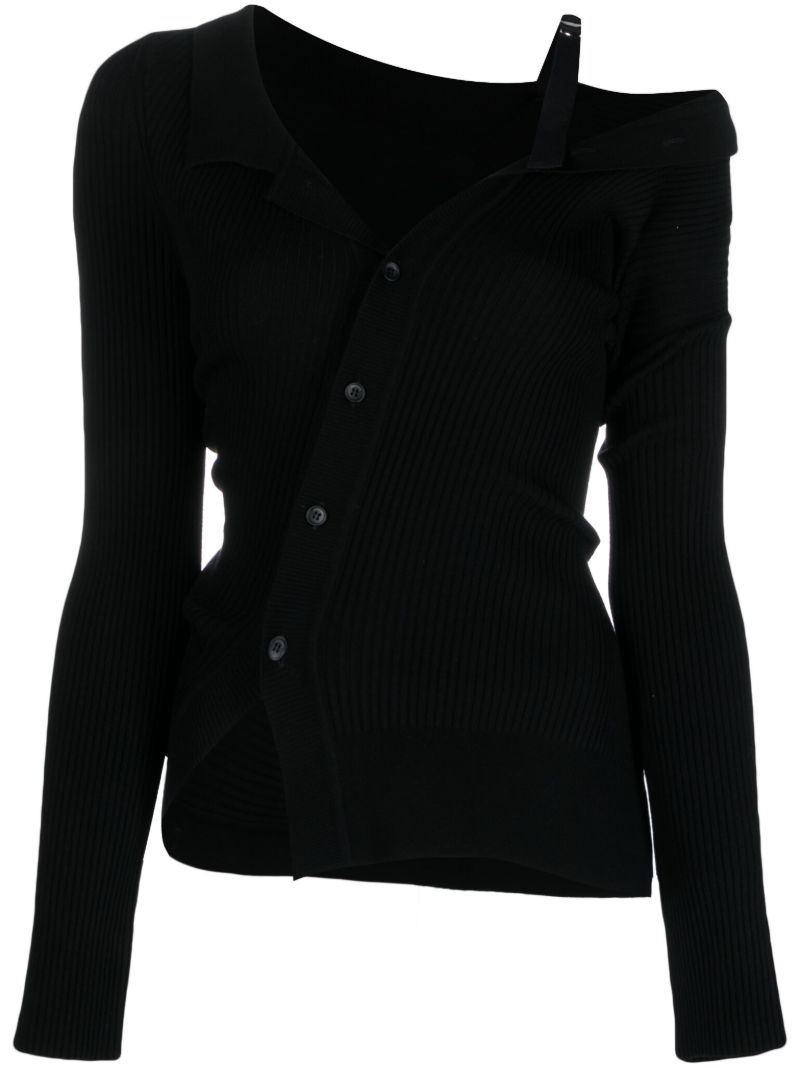 Black La Maille Colin Asymmetric Cardigan