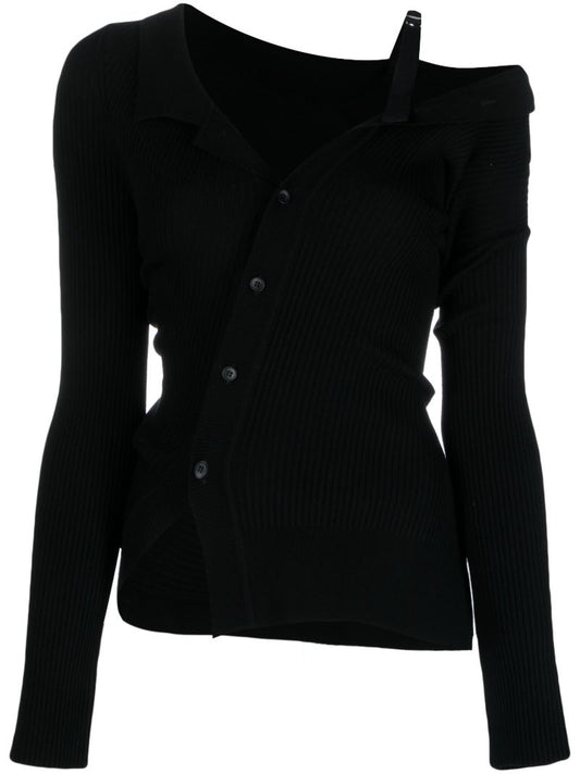 Black La Maille Colin Asymmetric Cardigan