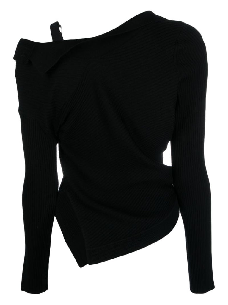 Black La Maille Colin Asymmetric Cardigan