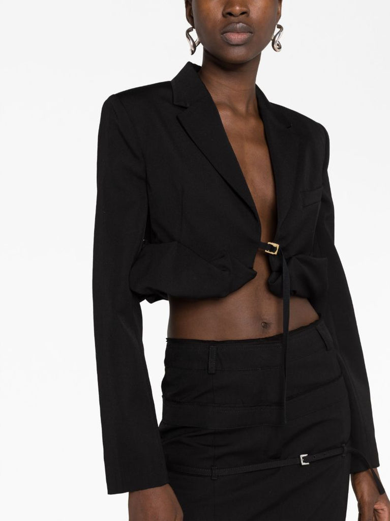 Black La Veste Croissant Cropped Blazer